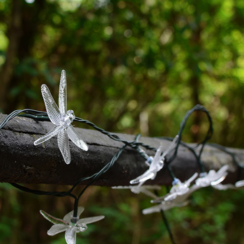Șir de lumini LED solare Dragonfly pentru exterior, decor de grădină