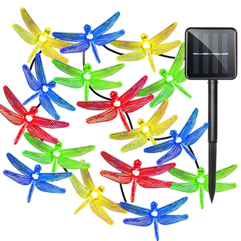 Șir de lumini LED solare Dragonfly pentru exterior, decor de grădină