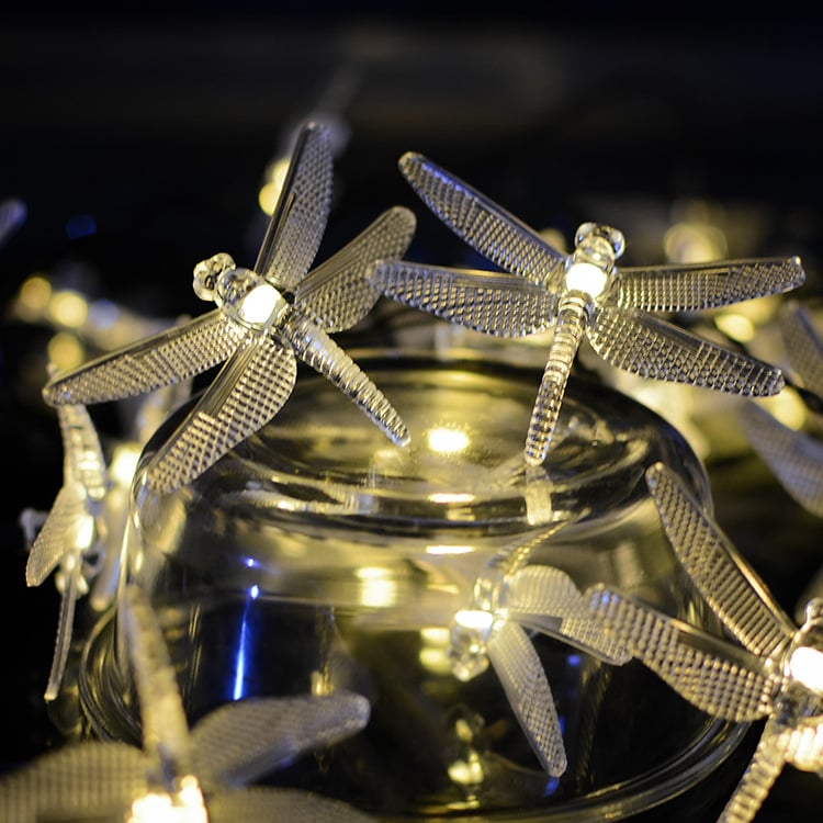 Șir de lumini LED solare Dragonfly pentru exterior, decor de grădină