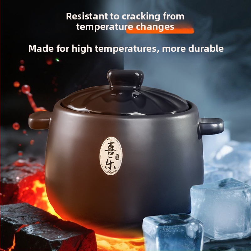 Oală ceramică pentru uz casnic, compatibilă cu aragazul, rezistentă la temperaturi înalte, oală mare de lut pentru supe
