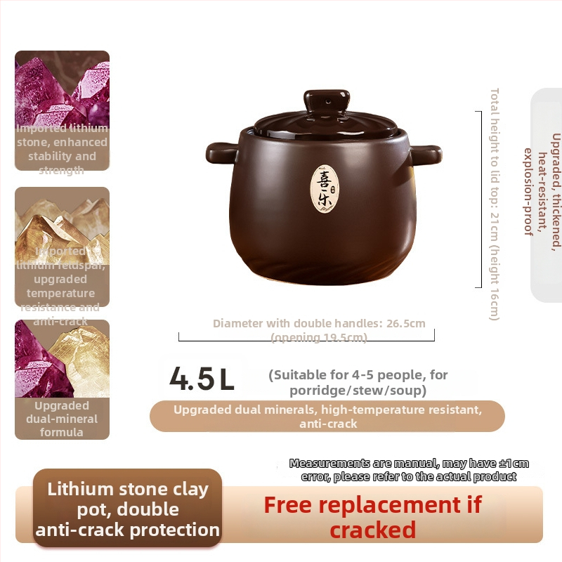 Oală ceramică pentru uz casnic, compatibilă cu aragazul, rezistentă la temperaturi înalte, oală mare de lut pentru supe