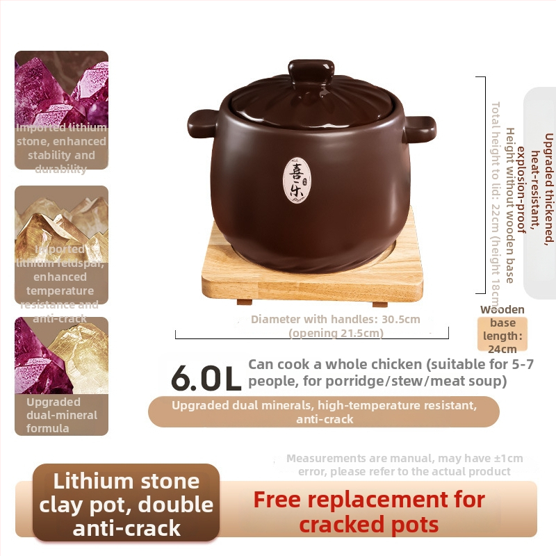 Oală ceramică pentru uz casnic, compatibilă cu aragazul, rezistentă la temperaturi înalte, oală mare de lut pentru supe