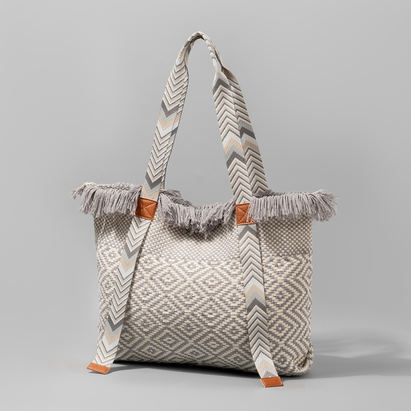 Ženska platnena Tote torba s resicama na četiri strane, etnički dizajn, velik kapacitet