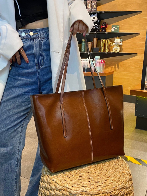 Vintage ženska torba od prave kože, velika tote torba, model 2025, prostrana, prava koža, pogodna za svakodnevnu upotrebu
