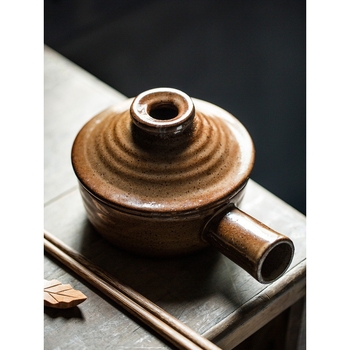 Vas ceramic brut în stil japonez pentru uz casnic, sigur pentru cuptor cu microunde, vas mic pentru orez în vas de lut, rezistent la temperaturi înalte, cu capac și bol de supă