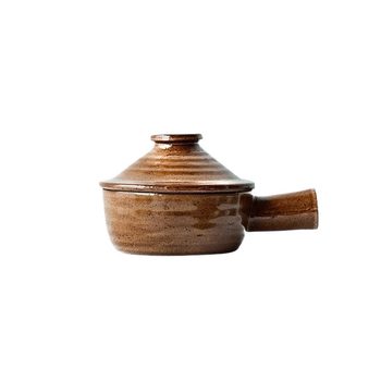 Vas ceramic brut în stil japonez pentru uz casnic, sigur pentru cuptor cu microunde, vas mic pentru orez în vas de lut, rezistent la temperaturi înalte, cu capac și bol de supă