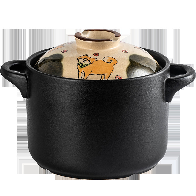 Aelb oală ceramică în stil japonez, cu capac ceramic, compatibilă cu aragazul, 1-4 L