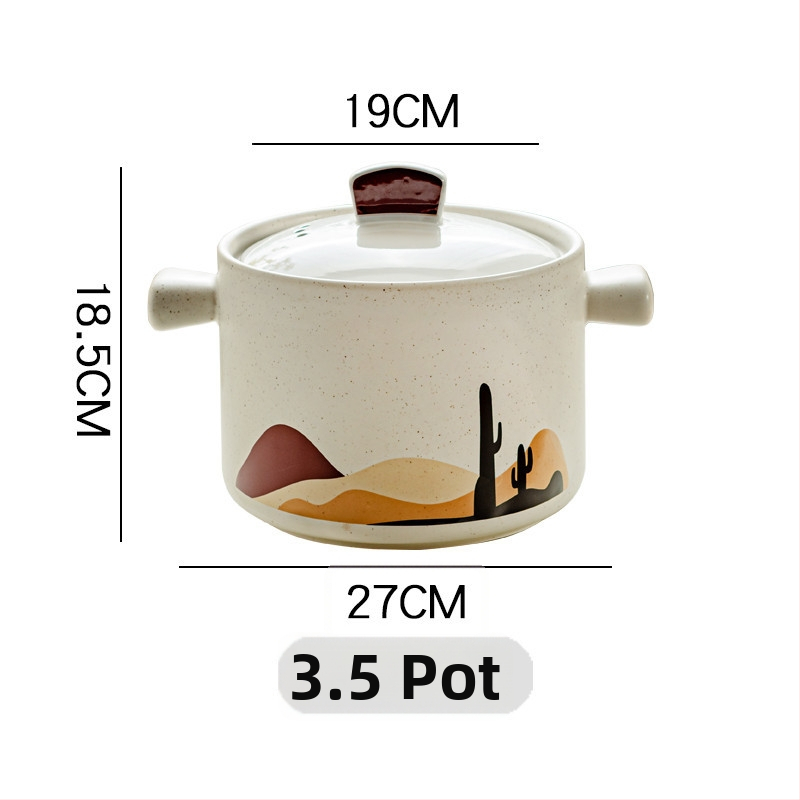 Oală ceramică pentru o singură porție – oală electrică pentru supă și terci, compactă pentru cămin, rezistentă la temperaturi înalte, compatibilă cu flacăra deschisă