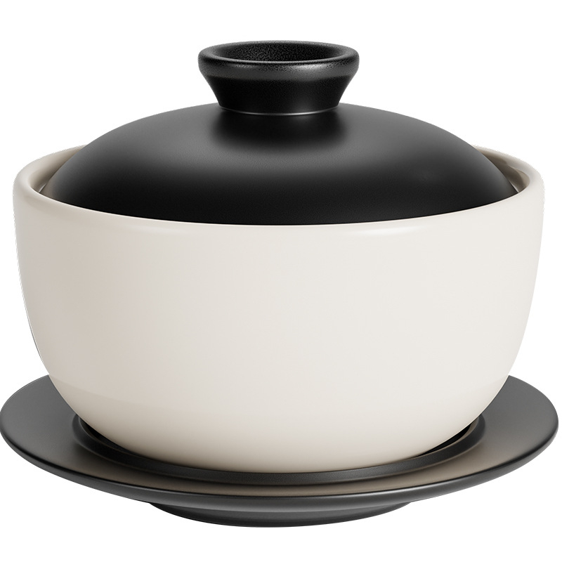 Oală ceramică pentru bain-marie, albă, porție individuală, bol pentru desert și supă, calitate hotelieră