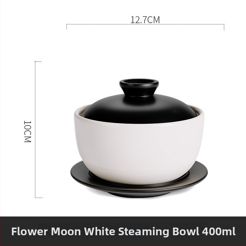 Oală ceramică pentru bain-marie, albă, porție individuală, bol pentru desert și supă, calitate hotelieră