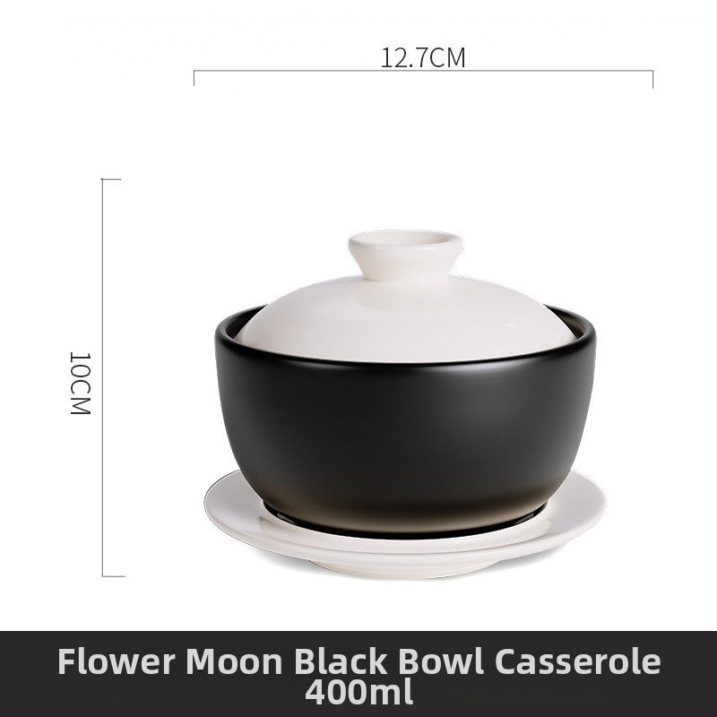 Oală ceramică pentru bain-marie, albă, porție individuală, bol pentru desert și supă, calitate hotelieră