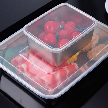 Rozsdamentes acél élelmiszer-előkészítő doboz, hűtőben tároló, hozzávalók hot pot számára, téglalap alakú főző- és piknik doboz, élelmiszer-minőségű