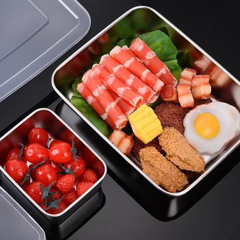 Rozsdamentes acél élelmiszer-előkészítő doboz, hűtőben tároló, hozzávalók hot pot számára, téglalap alakú főző- és piknik doboz, élelmiszer-minőségű