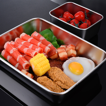 Rozsdamentes acél élelmiszer-előkészítő doboz, hűtőben tároló, hozzávalók hot pot számára, téglalap alakú főző- és piknik doboz, élelmiszer-minőségű