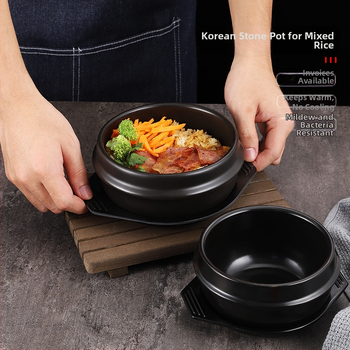 Kórejský kamenný hrniec na bibimbap a kórejskú kuchyňu, odolný voči vysokým teplotám, 1 l keramický hrniec, Doenjang jjigae a Samgyetang