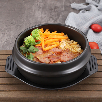 Vas din piatră pentru Bibimbap și bucătărie coreeană, cazan din lut rezistent la temperaturi înalte, 1 L, Doenjang Jjigae și Samgyetang în vas de piatră
