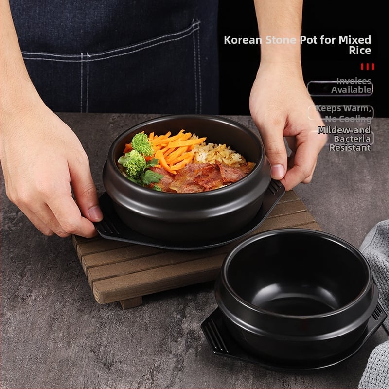 Kórejský kamenný hrniec na bibimbap a kórejskú kuchyňu, odolný voči vysokým teplotám, 1 l keramický hrniec, Doenjang jjigae a Samgyetang