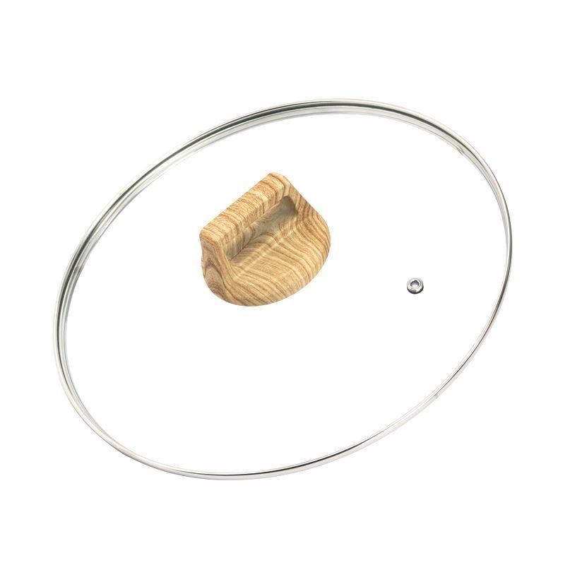 Capac de gătit transparent cu mâner din oțel inoxidabil și sticlă temperată, rezistent la temperaturi înalte, model universal