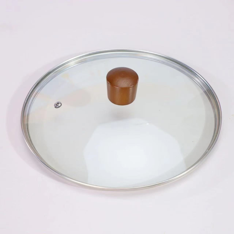 Capac de gătit transparent cu mâner din oțel inoxidabil și sticlă temperată, rezistent la temperaturi înalte, model universal