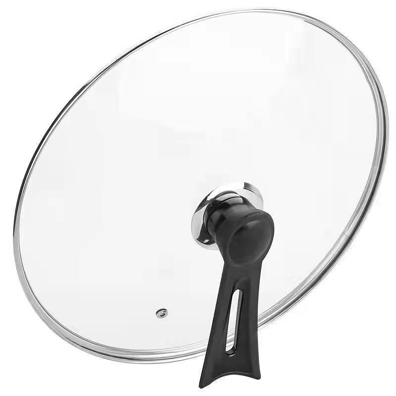 Capac de gătit transparent cu mâner din oțel inoxidabil și sticlă temperată, rezistent la temperaturi înalte, model universal