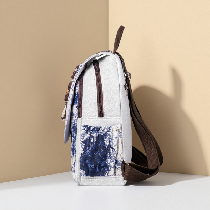 Ženski ruksak u etno stilu, platno, 2026 nova verzija, literarno retro, velika nosivost za putovanja