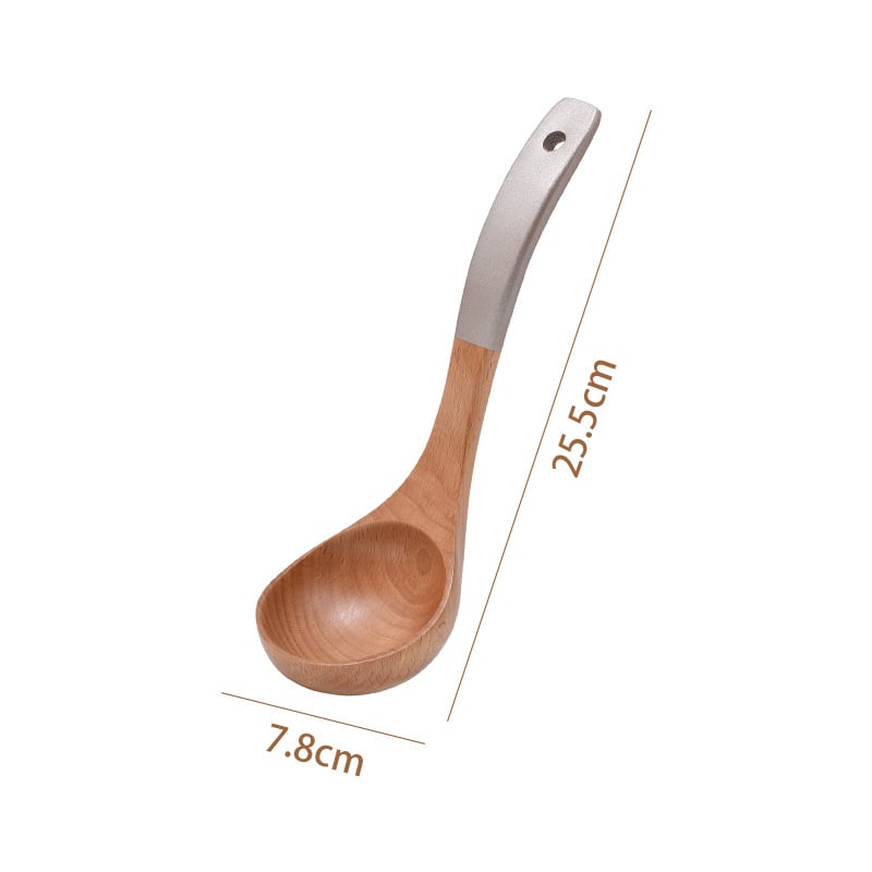 Set de spatule din lemn pentru gătit, cu suprafață antiaderentă, incluzând spatulă pentru prăjit, lingură de orez și lingură de supă; logo personalizat