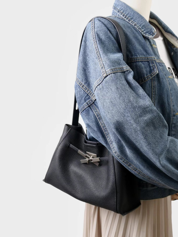 Miss Summer Ženska torbica od prave kože, crossbody tote bucket stil, zrnat uzorak na gornjem sloju