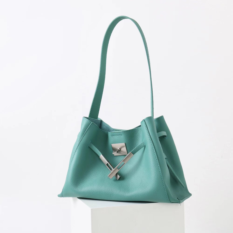 Miss Summer Ženska torbica od prave kože, crossbody tote bucket stil, zrnat uzorak na gornjem sloju