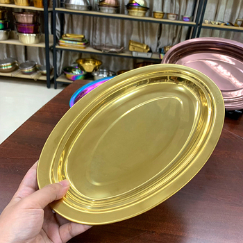 Mingcheng 304 oțel inoxidabil platou oval pentru aburi – pește, grătar și feluri reci, suprafață cu titan, diametru 10–10,9 cm
