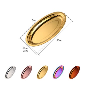 Mingcheng 304 oțel inoxidabil platou oval pentru aburi – pește, grătar și feluri reci, suprafață cu titan, diametru 10–10,9 cm