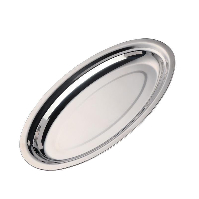 Mingcheng 304 oțel inoxidabil platou oval pentru aburi – pește, grătar și feluri reci, suprafață cu titan, diametru 10–10,9 cm