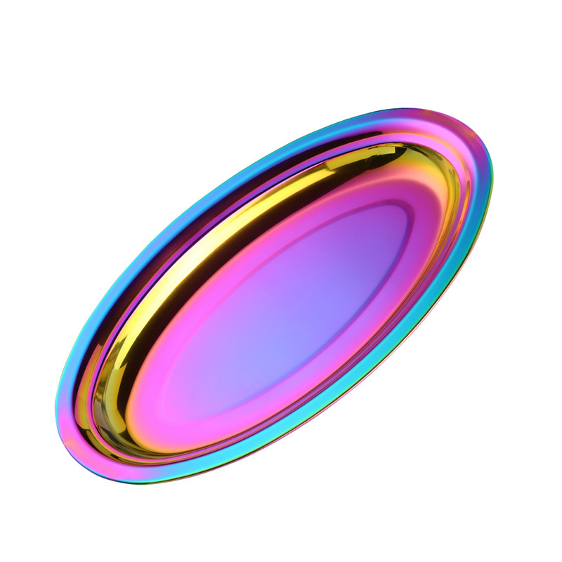 Mingcheng 304 oțel inoxidabil platou oval pentru aburi – pește, grătar și feluri reci, suprafață cu titan, diametru 10–10,9 cm