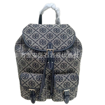 TB ženska torba od platna s monogramom, model 26 — lagana bucket torba s vezicom i presjeka za rameni