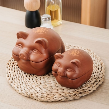 Vas din lut Yixing cu motiv creier de porc și floare, potrivit pentru microunde