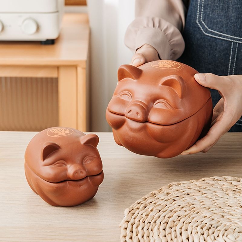 Vas din lut Yixing cu motiv creier de porc și floare, potrivit pentru microunde