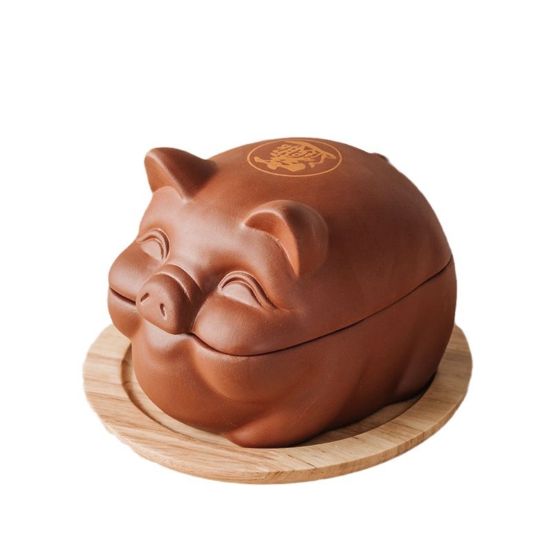 Vas din lut Yixing cu motiv creier de porc și floare, potrivit pentru microunde