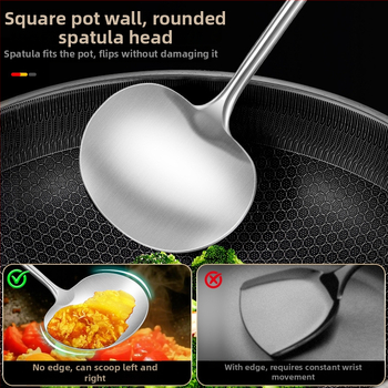 Spatulă de gătit din oțel inoxidabil cu mâner din lemn, de calitate alimentară, pentru ciuperci