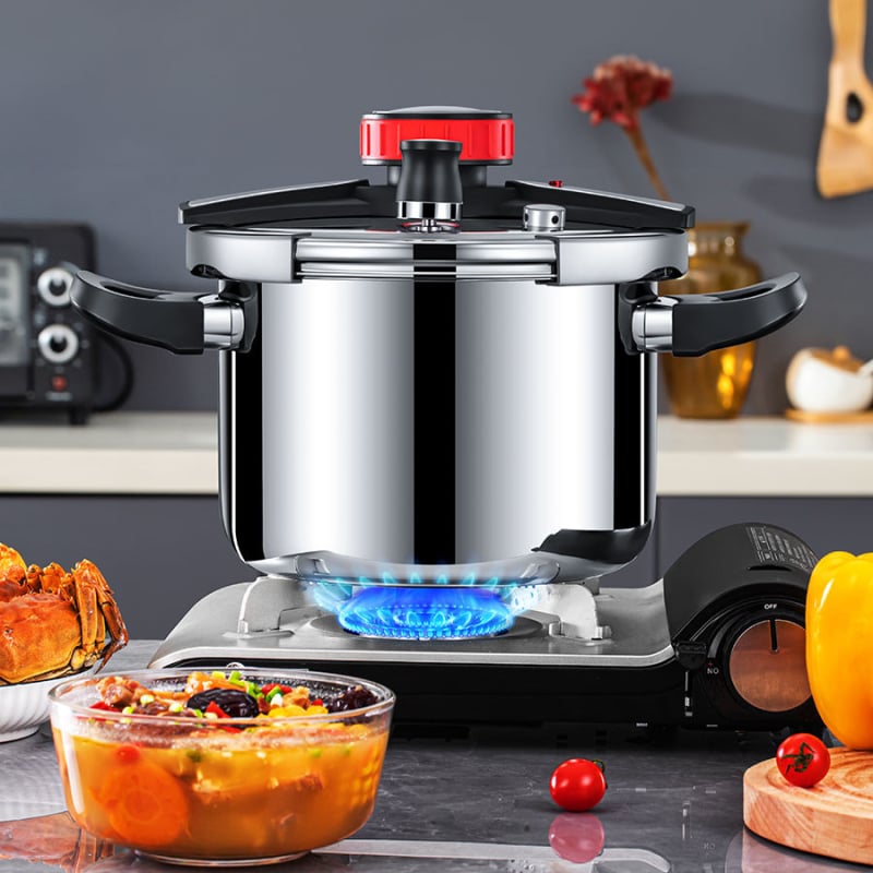 Universal Treasure Oală sub presiune cu control mecanic, oțel inoxidabil 304, rezistentă la explozie, potrivită pentru aragaz cu gaz și plită cu inducție, utilizare casnică