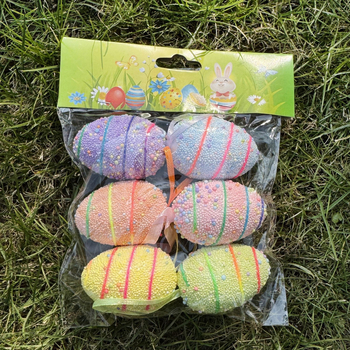 Ouă de Paște din spumă, colorate, 4×6 cm, cu siglă imprimată, obiect decorativ