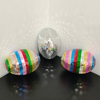 Decorațiune de Paște cu ou disco, ornament oglinditor lucios, piesă centrală pentru masă