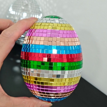 Decorațiune de Paște cu ou disco, ornament oglinditor lucios, piesă centrală pentru masă