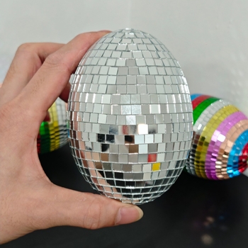 Decorațiune de Paște cu ou disco, ornament oglinditor lucios, piesă centrală pentru masă