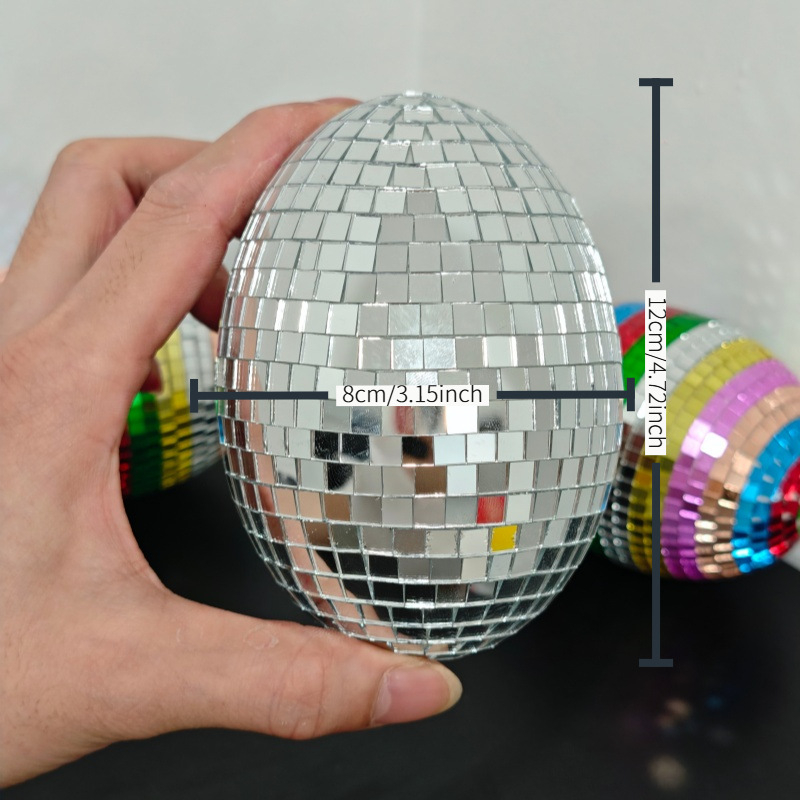 Decorațiune de Paște cu ou disco, ornament oglinditor lucios, piesă centrală pentru masă