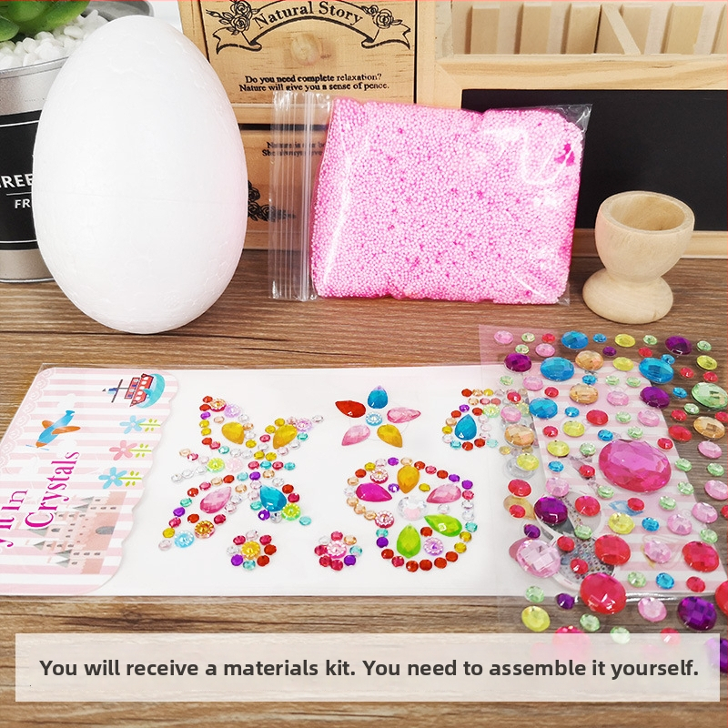 Kit decorativ pentru ouă pentru copii de Paște cu bile din spumă și lut zăpadă – proiect creativ DIY ou-jucărie
