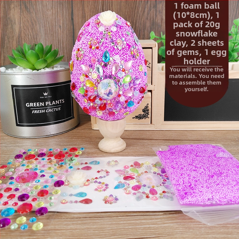 Kit decorativ pentru ouă pentru copii de Paște cu bile din spumă și lut zăpadă – proiect creativ DIY ou-jucărie