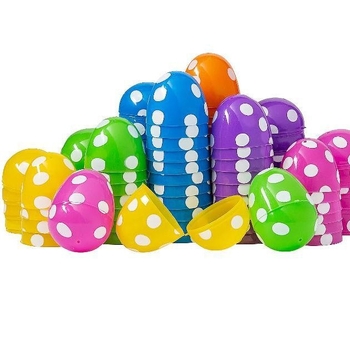Ouă de Paște din plastic vopsite, 8 cm, pentru copii, set de joacă cu capsule deschise pentru decor de Paște