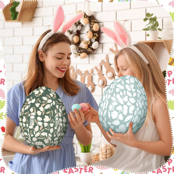 Ouă de Paște colorate, personalizate pentru decor festiv, din PVC, ouă gonflabile cu modele pictate și ouă aurii