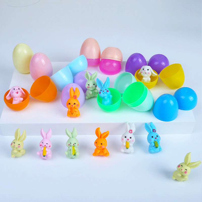 Ouă de Paște din plastic cu capac deschis – set de jucării Gashapon pentru copii, decor de petrecere