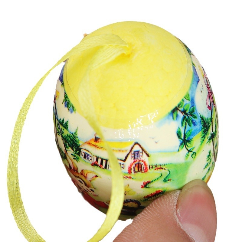 Ouă de Paște din spumă, 4×6 cm, cutie blister PVC, model colorat cu desene animate