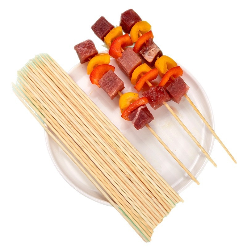 Bețe de bambus de unică folosință pentru grătar — frigărui de miel, frigărui de pui, fructe caramelizate, cârnați la grătar și frigărui prăjite